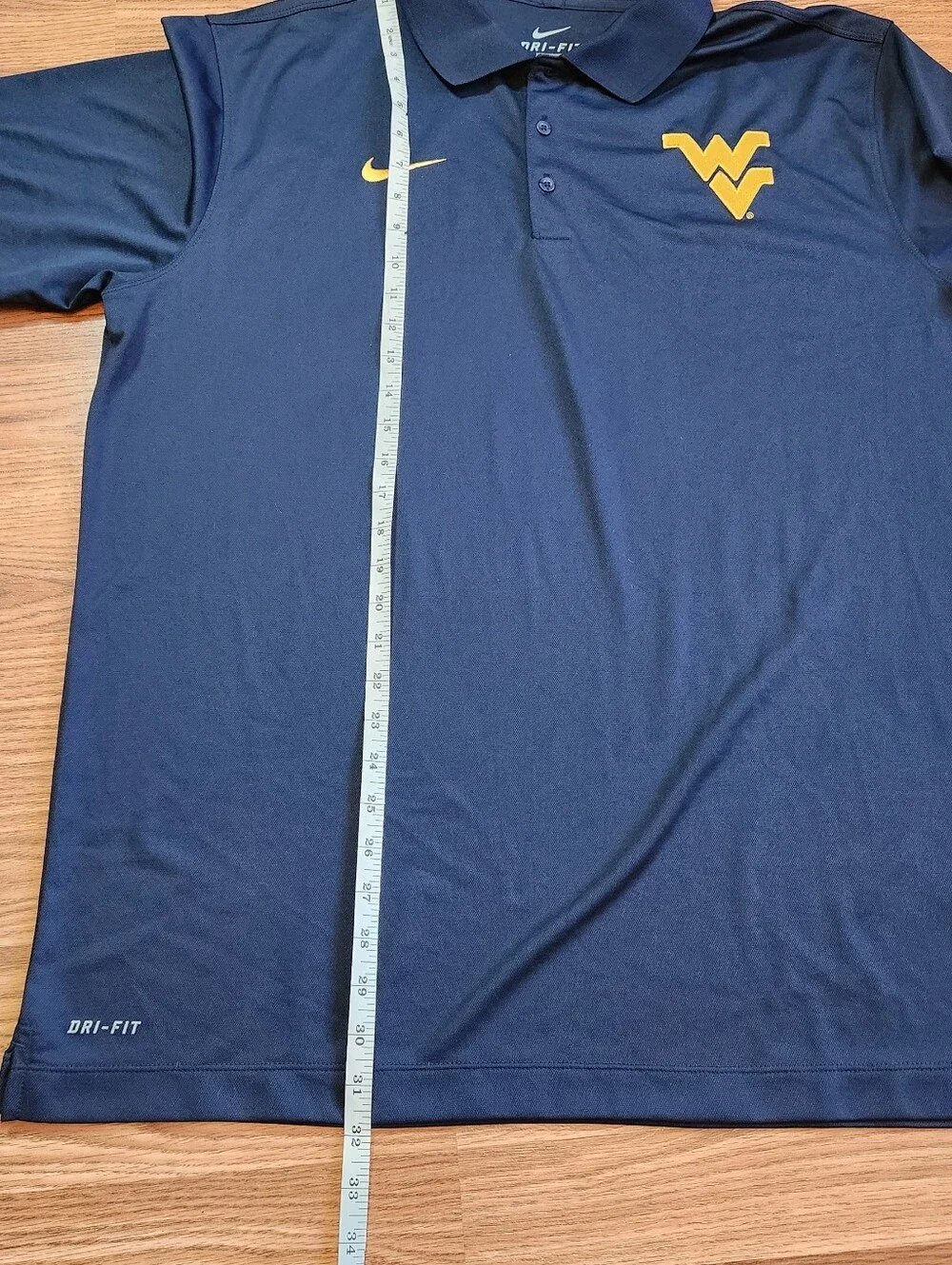 West Virginia Mountaineers Nike Elite Polo Shirt Men XL Blue DRI-FIT Performance